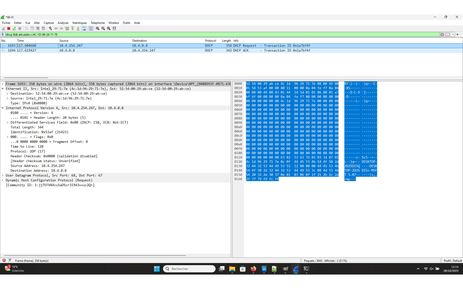 Analyse de trame Wiresharks